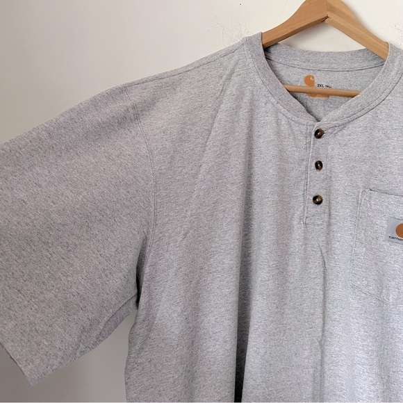 Carhartt Gray Short Sleeve Henley Pocket Heavy Cotton Tee Classic Comfort NEW - Picture 6 of 11